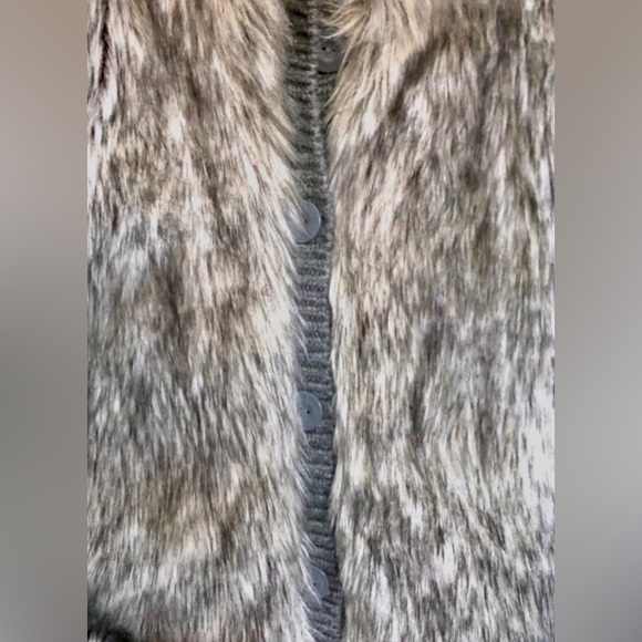 JUICY COUTURE y2K button up sweater coat or cardigan sweater wool & faux fur M - Picture 6 of 13